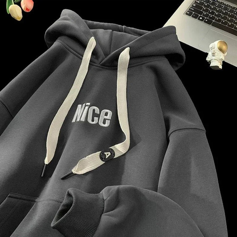 Nice Letter Print Cotton Fleece Hoodie