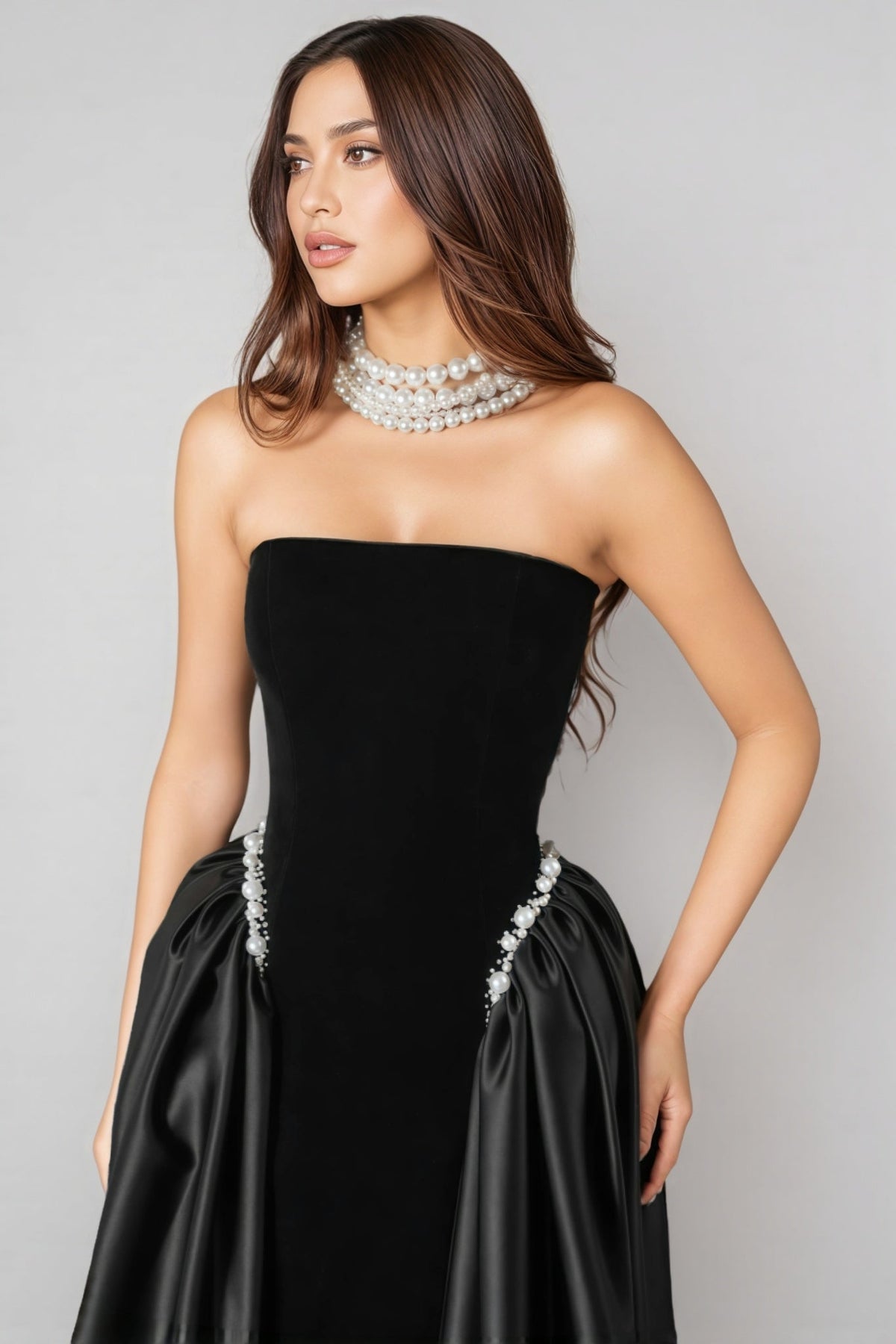 Eustace Black Strapless Evening Maxi Dress - View 2