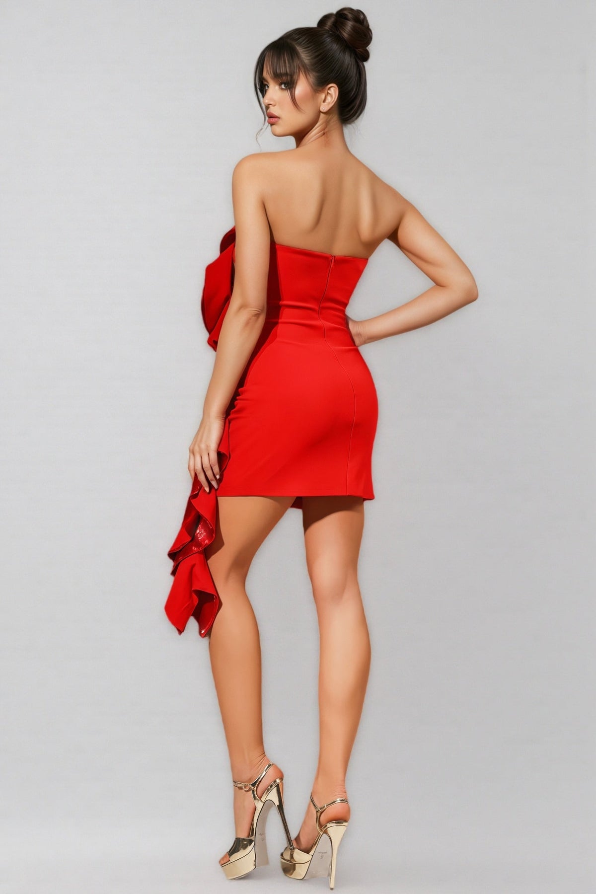 Sequin Strapless Ruffle Bodycon Mini Dress - View 5