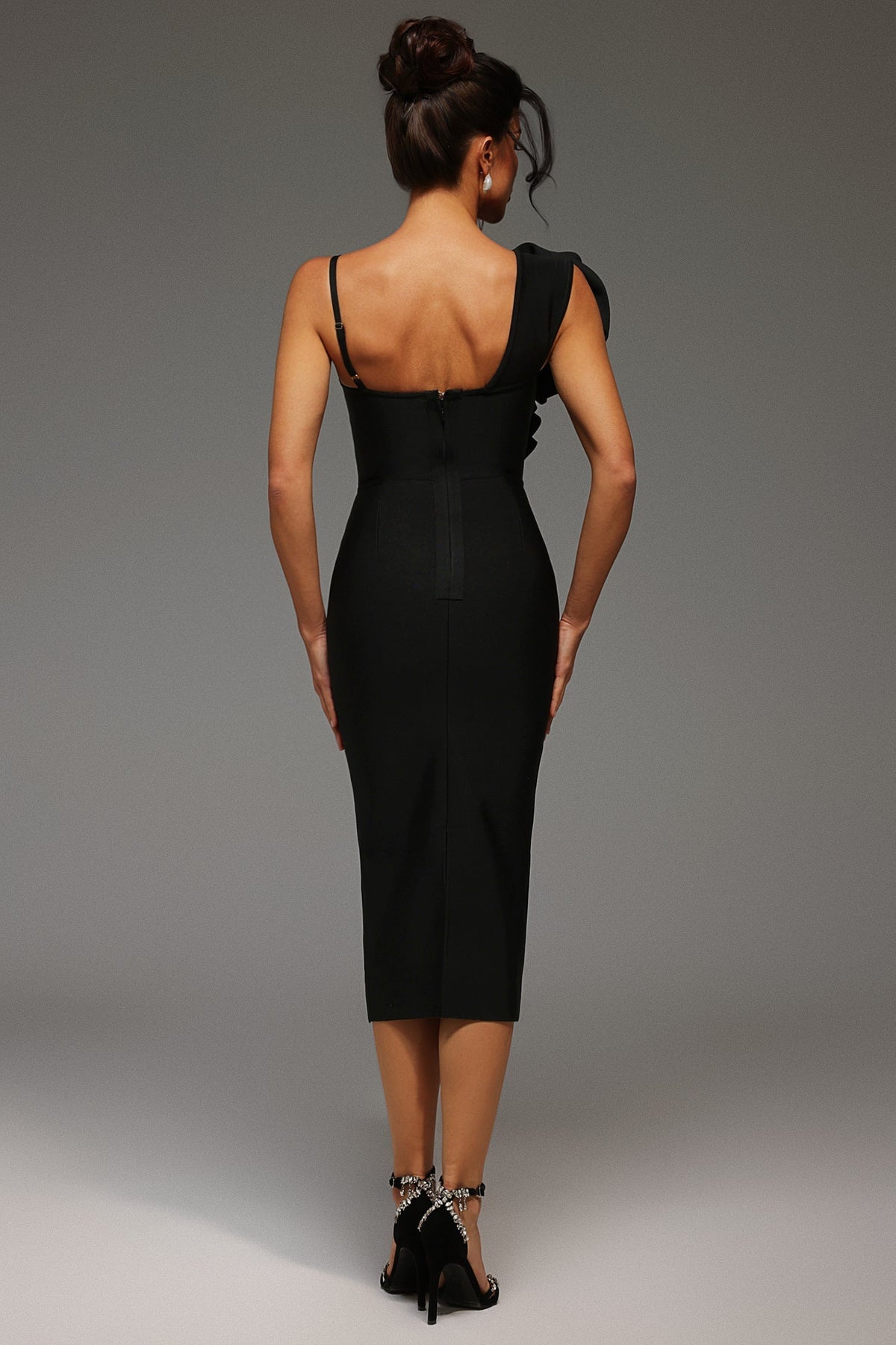 Spaghetti Strap Rosette Corset Bodycon Midi Dress - View 6