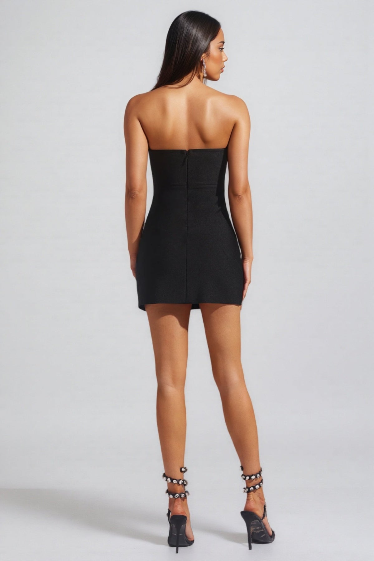 Strapless Rhinestone Teardrop Embellished Bodycon Mini Dress - View 5