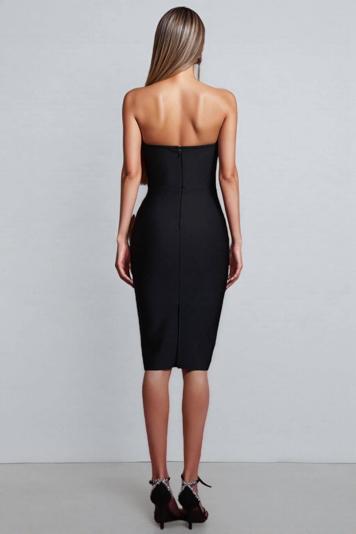 Oversized Bow Strapless Bandage Bodycon Knee Length Cocktail Dress - View 5