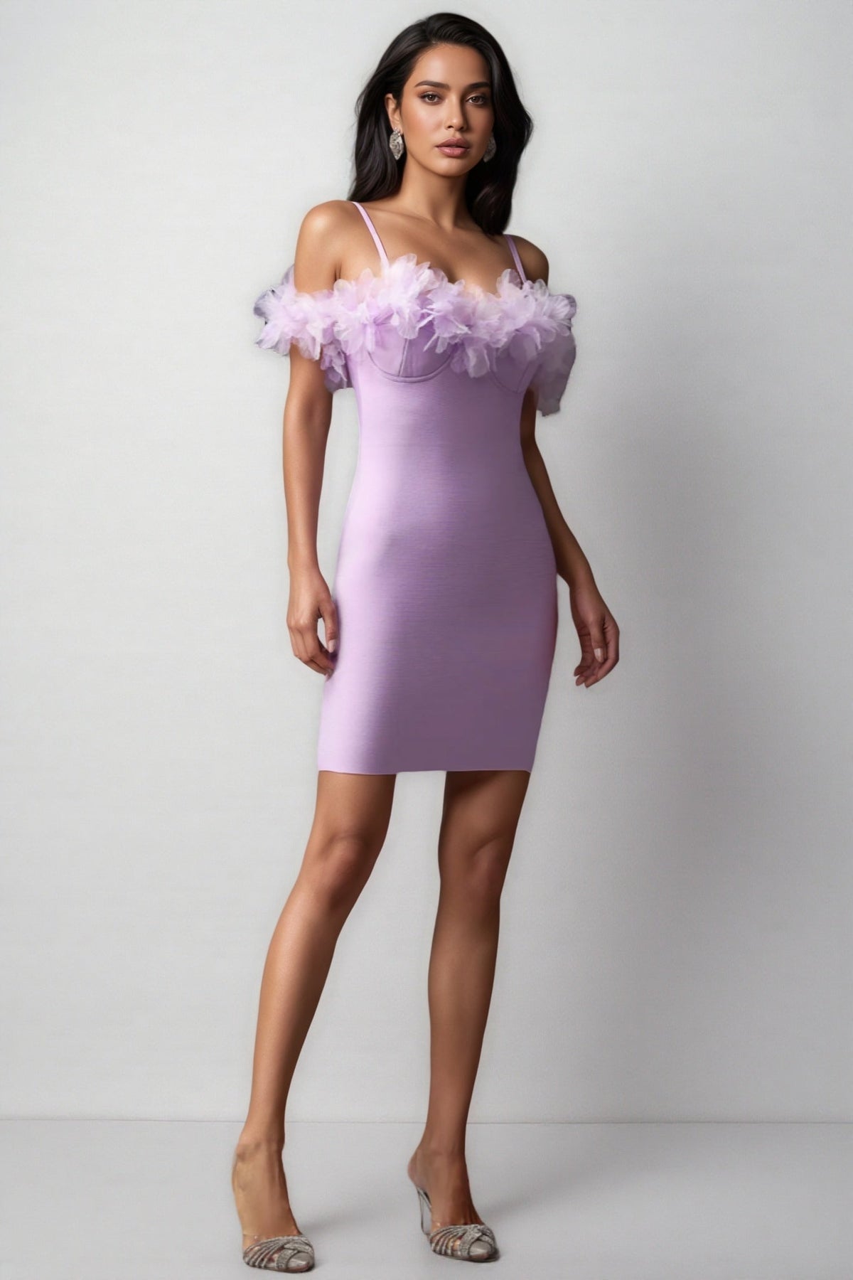 Bandage 3D Floral Mini Dress - View 3