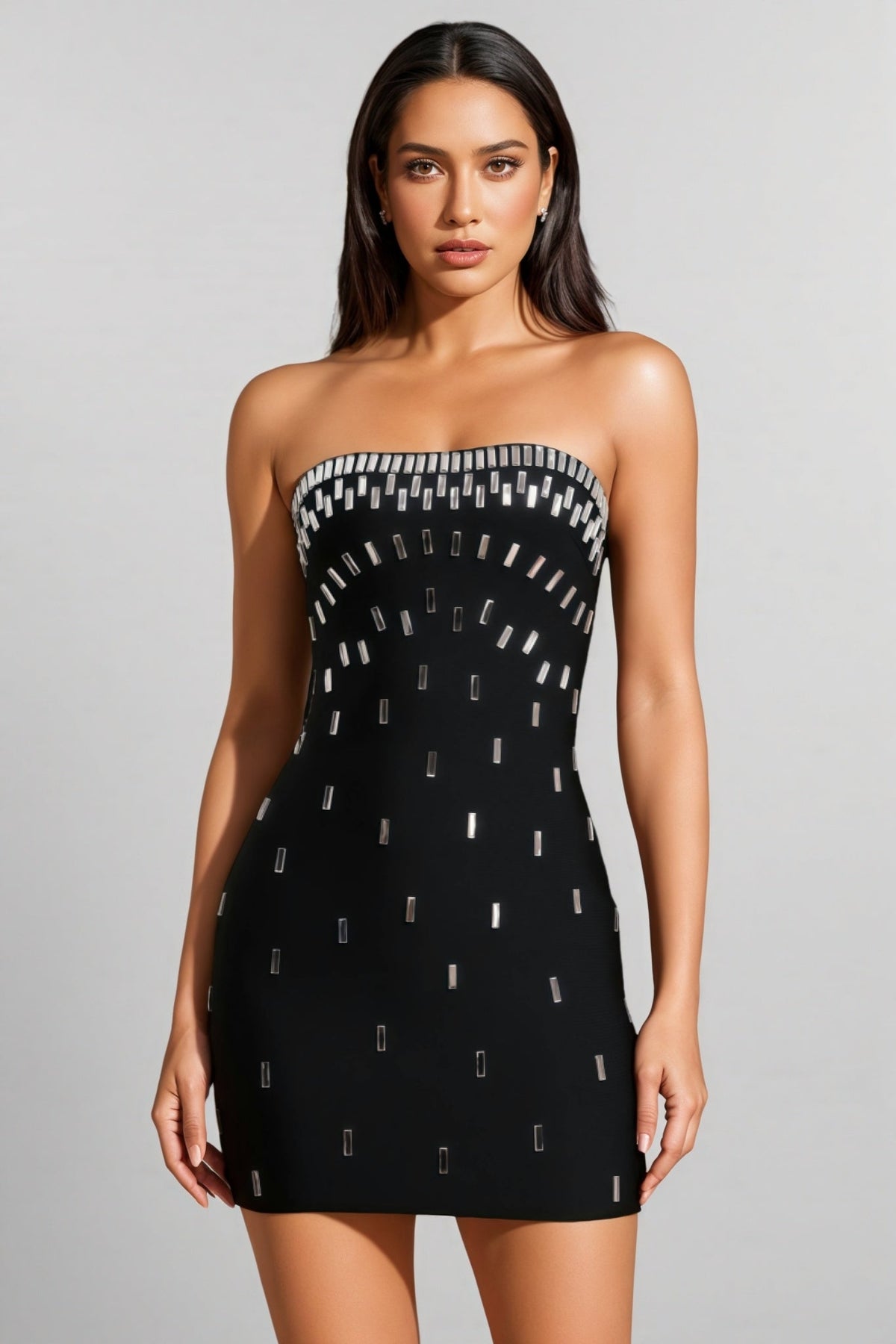 Rhinestone Embellished Strapless Bodycon Bandage Mini Dress - View 3