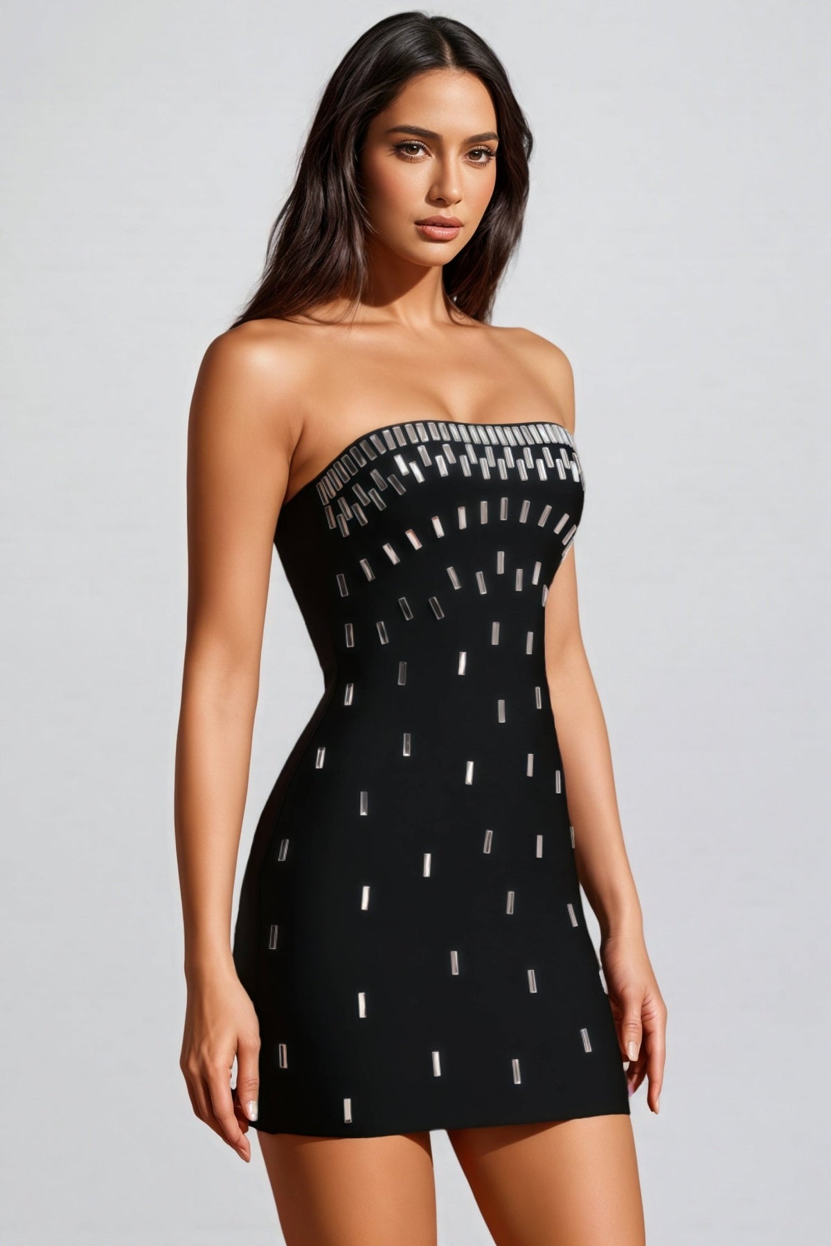 Rhinestone Embellished Strapless Bodycon Bandage Mini Dress - View 4