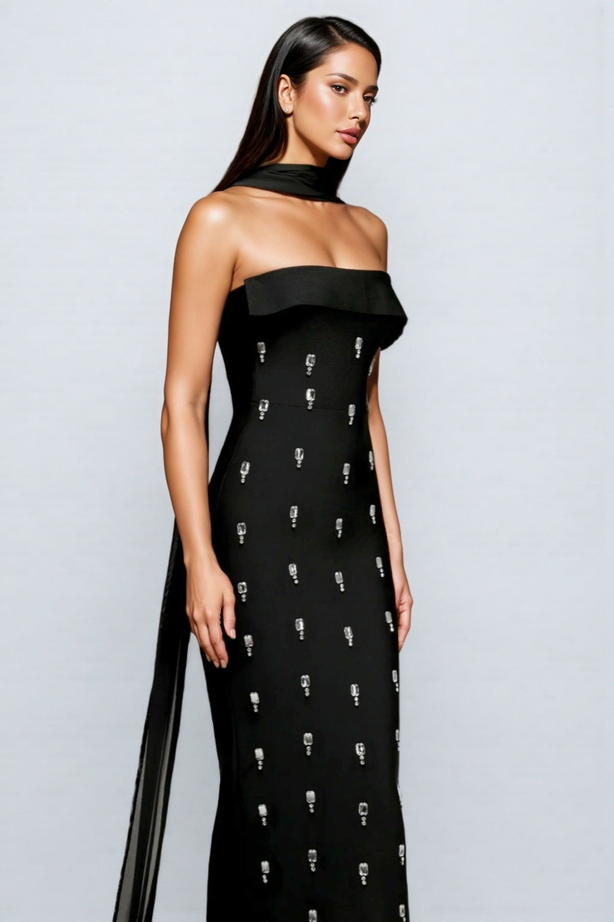 Pravk Strapless Diamond-Embellished Maxi Dress - View 5