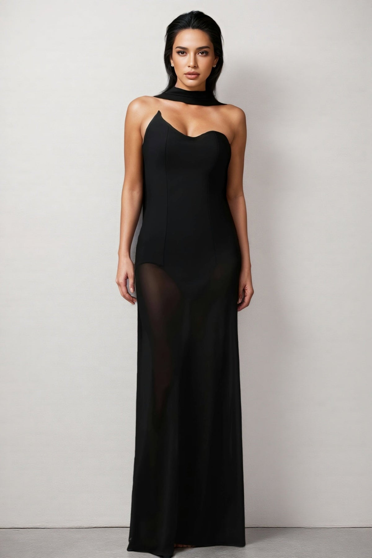 Gricely Sleeveless Tulle Ribbon Bandage Maxi Dress - View 4
