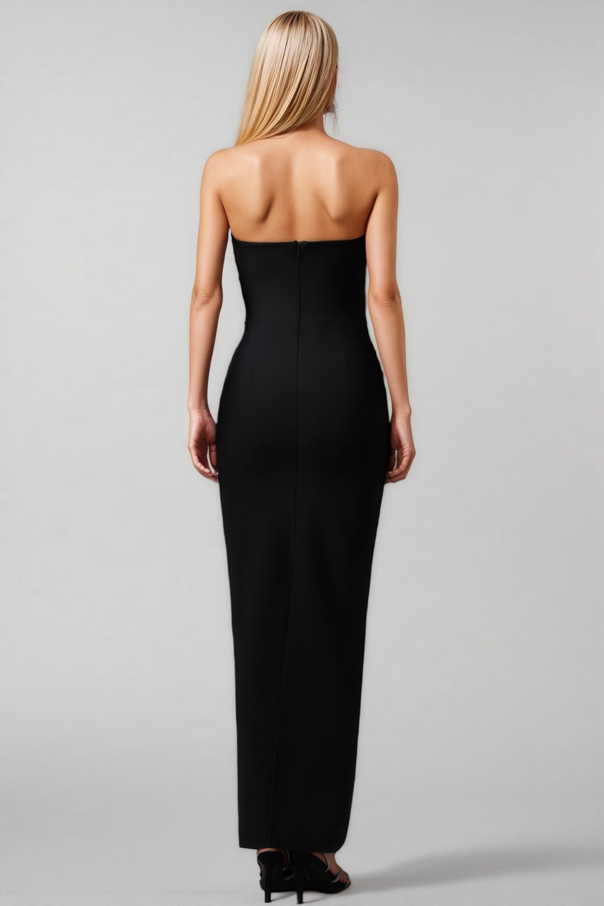 Strapless Pearl Embellished Bow Bust Bandage Maxi Gown - View 5