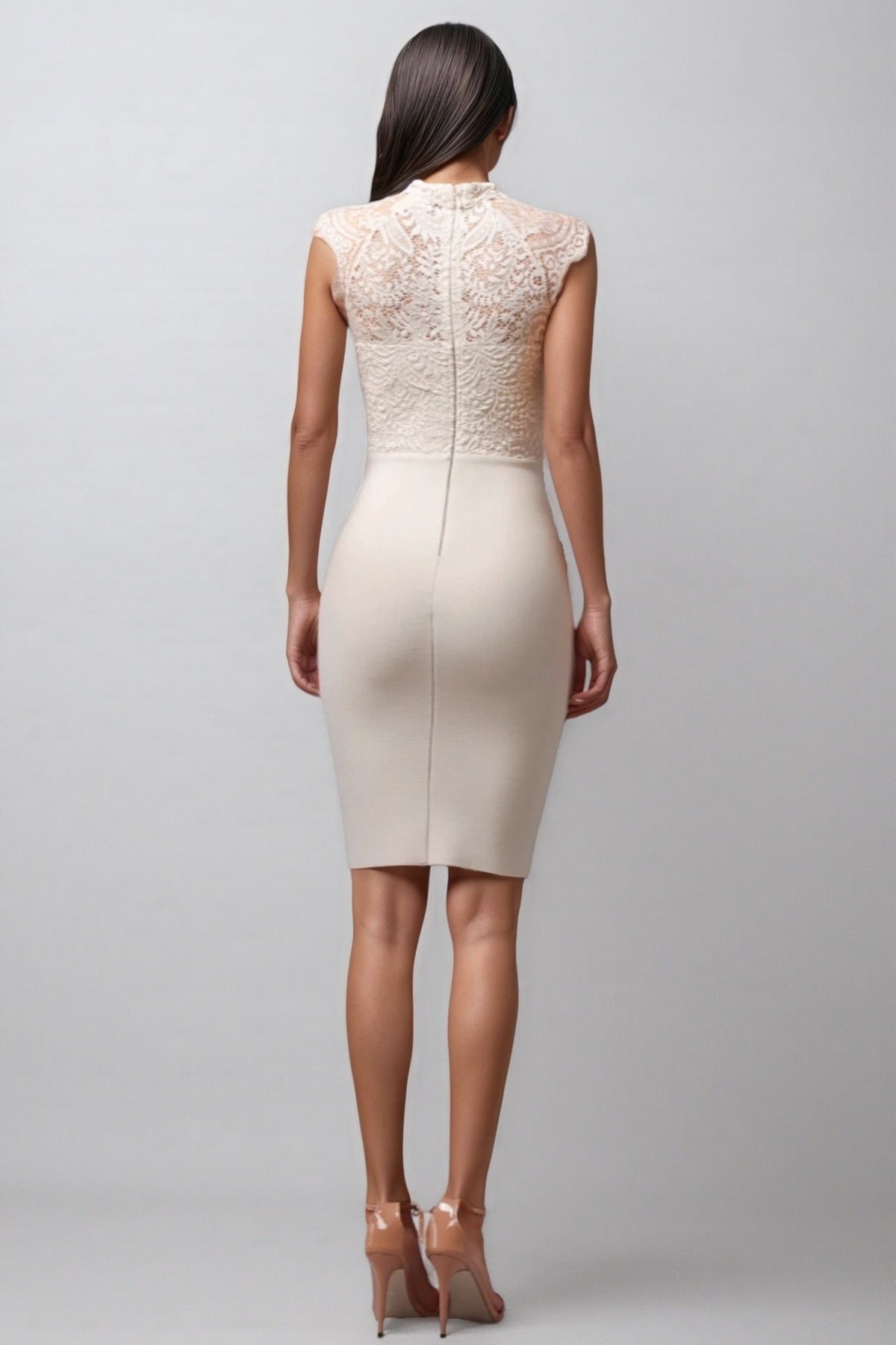 Donna Lace-Trimmed Fitted Midi Dress - View 6
