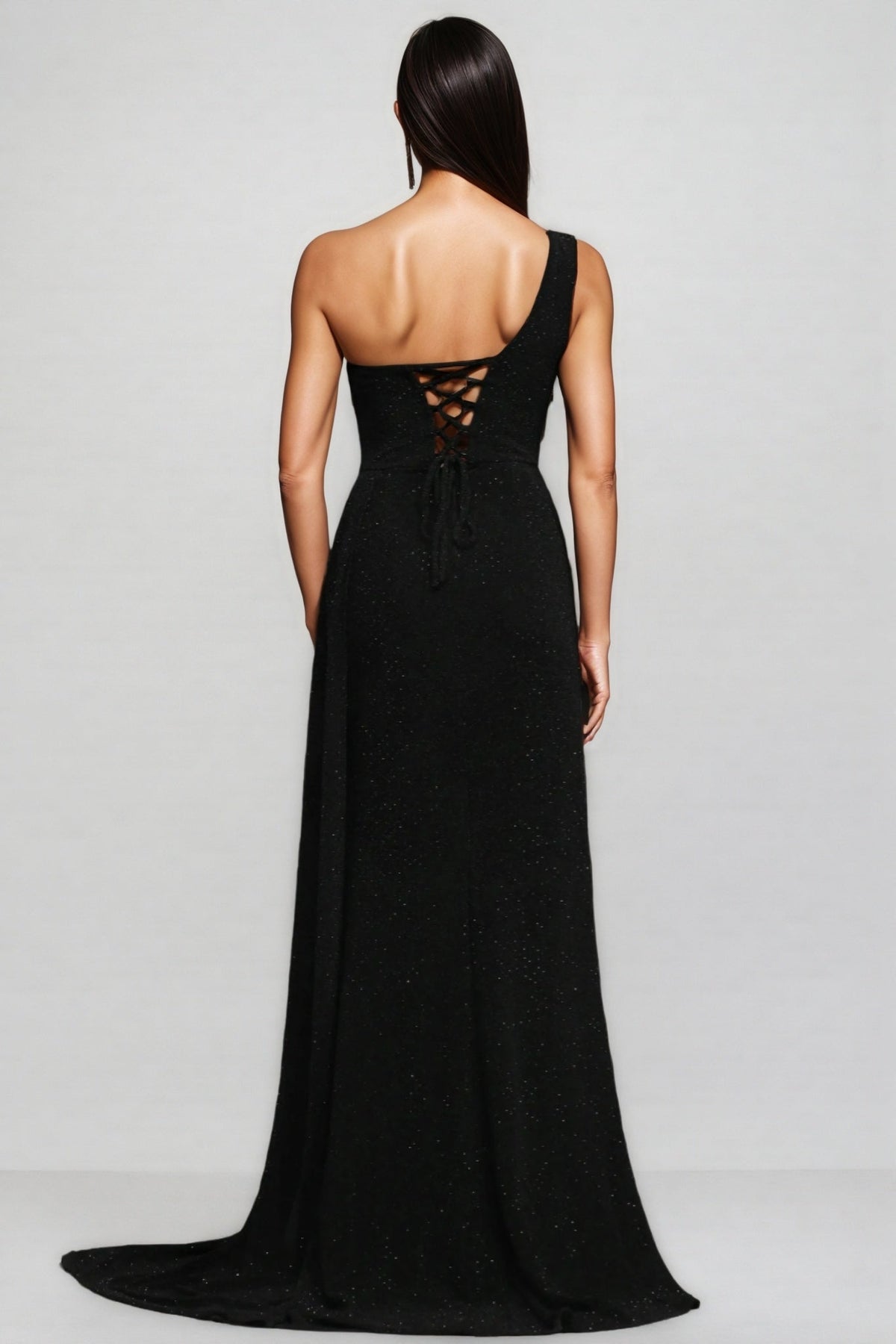 Hryonth One Shoulder Diamond Slit Maxi Dress - View 3
