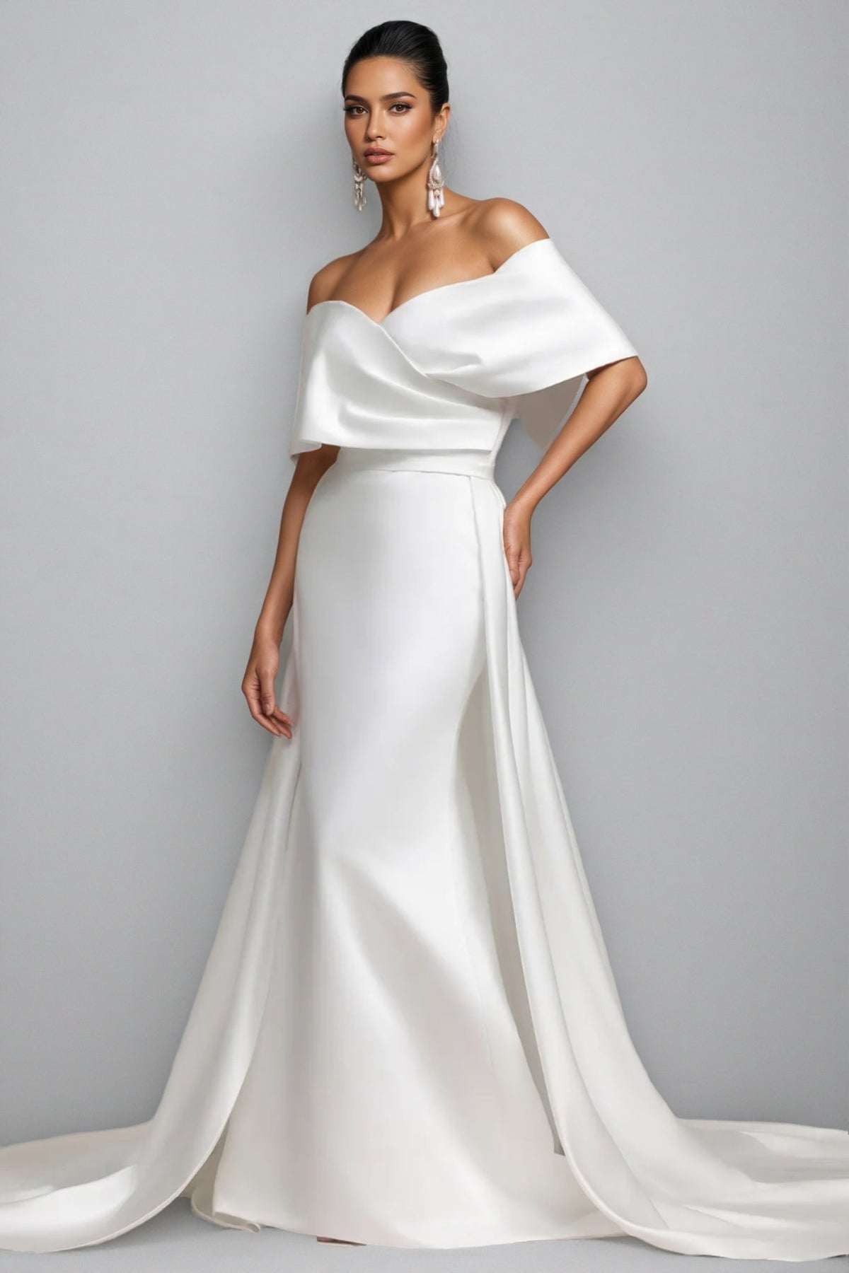 Euen Off Shoulder Fish Tail Wedding Maxi Dress - View 3