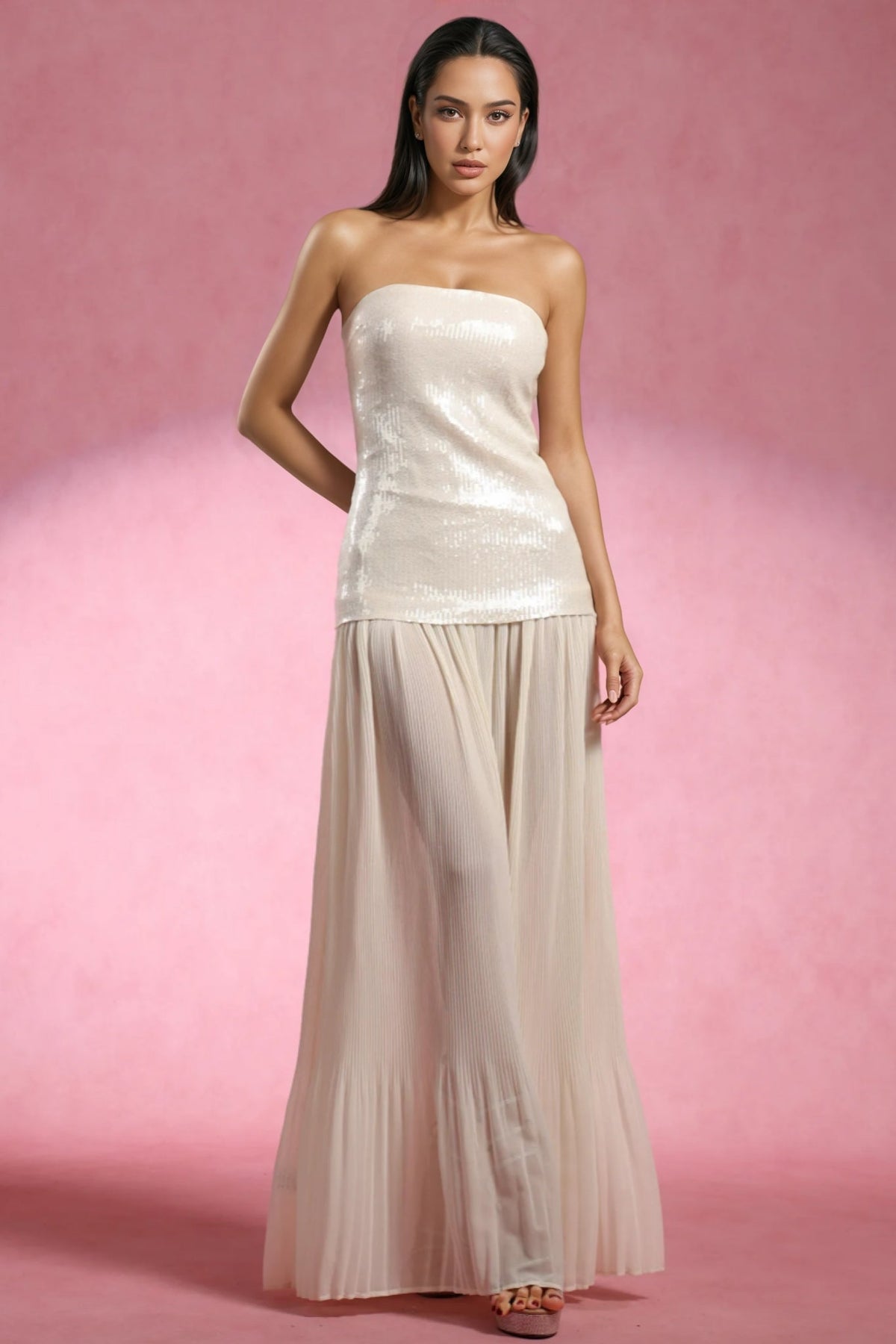 Eyola Sleeveless Sequin Maxi Dress