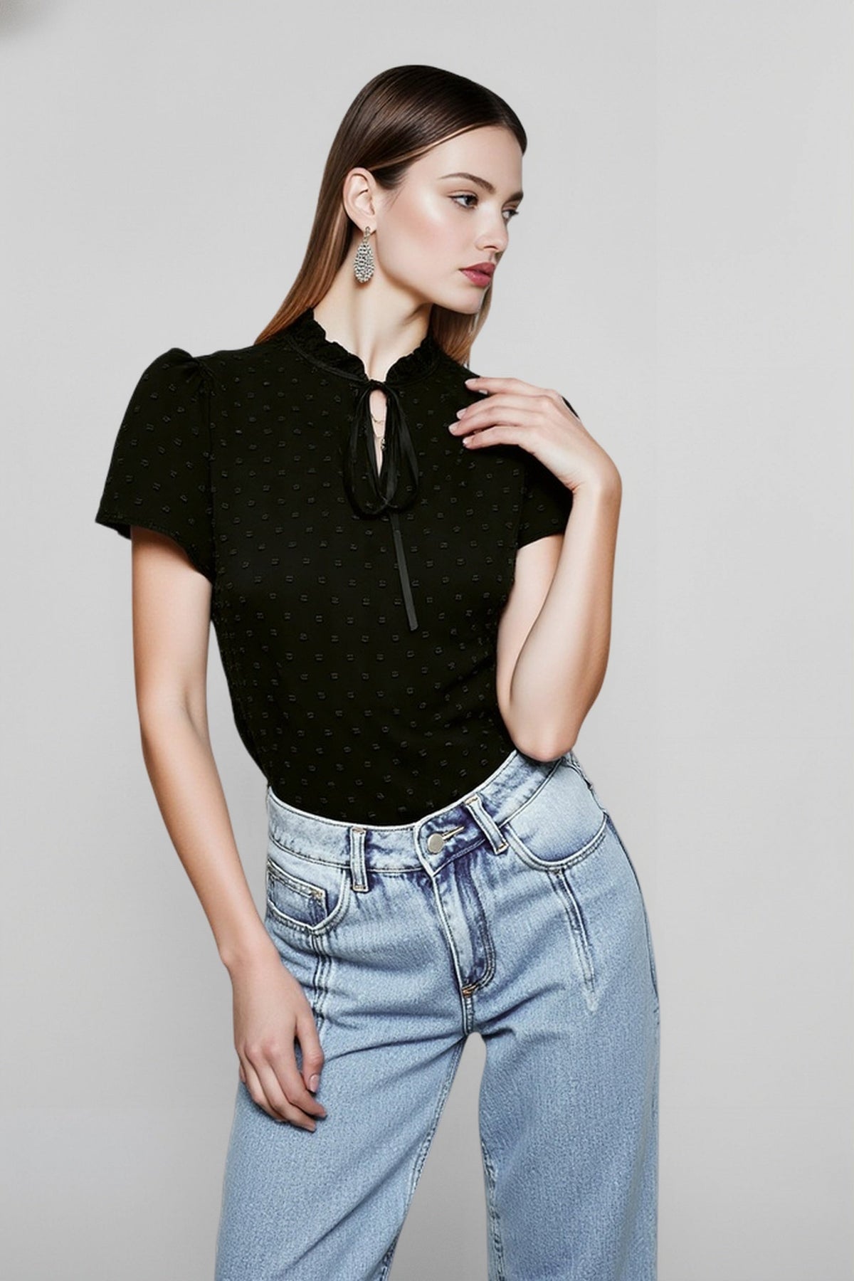 Office Bow Tie Collar Blouse