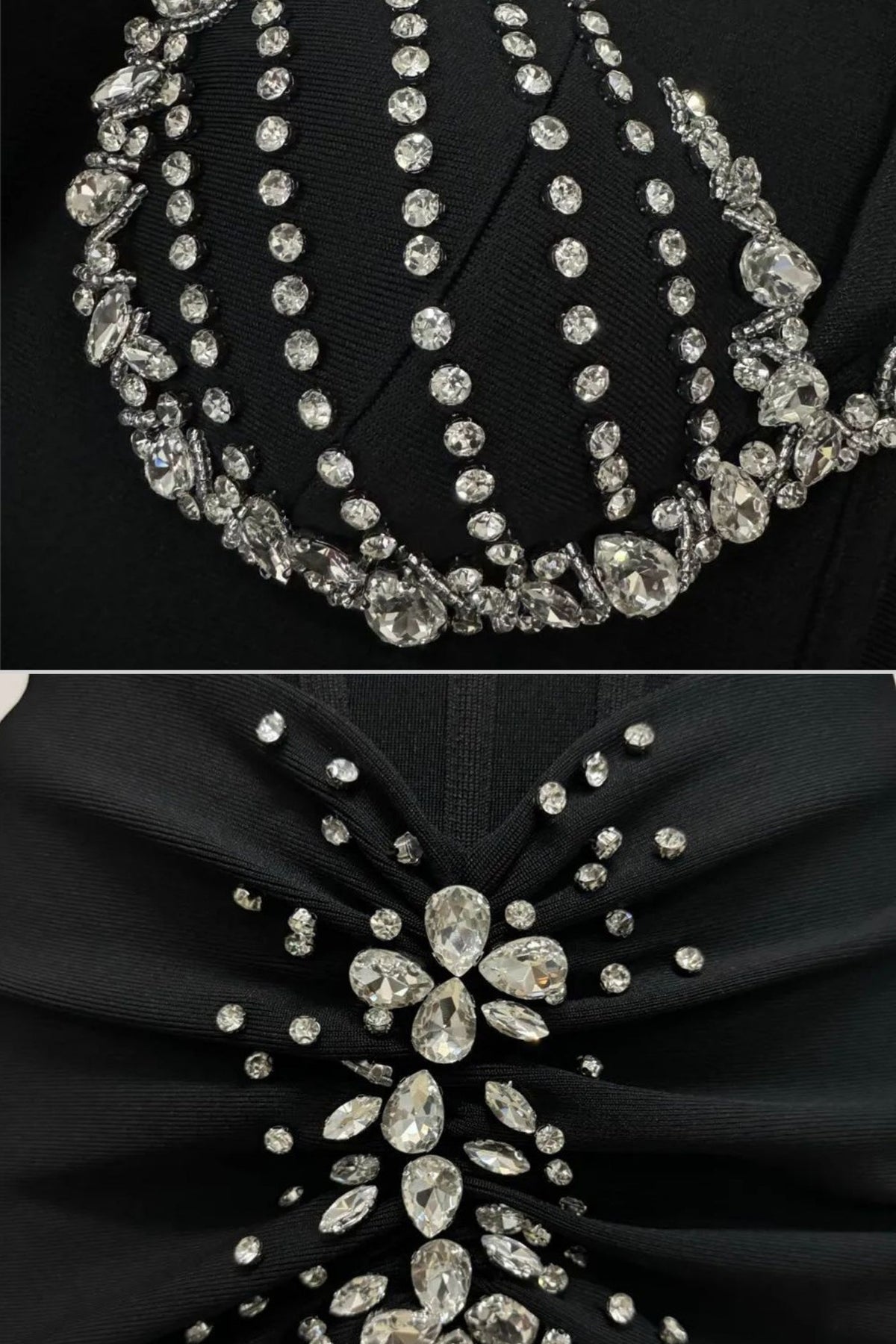 Rhinestone Corset Bustier Long Sleeve Bodycon Midi Dress - View 4