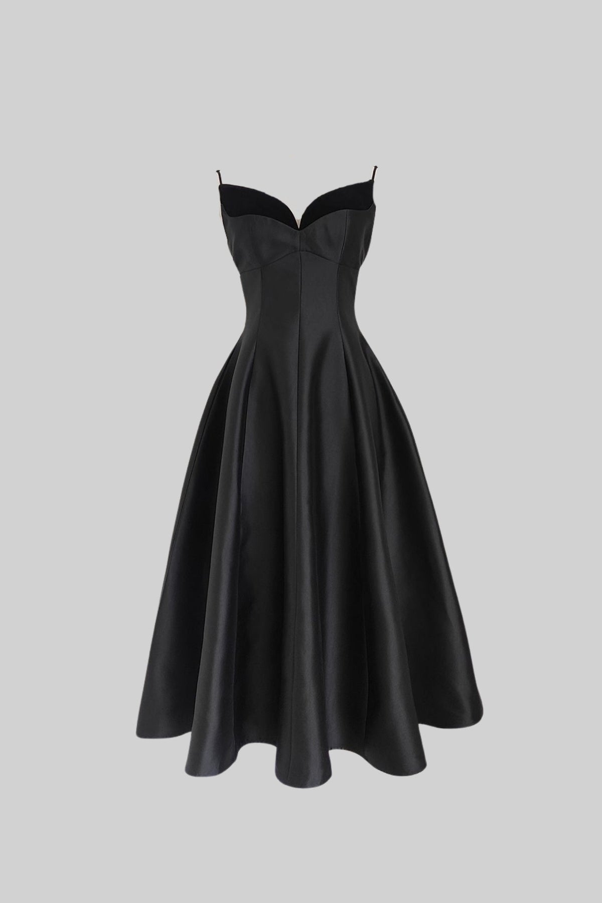 Sweetheart Spaghetti Strap Corset Bodice Pleated A-Line Midi Dress