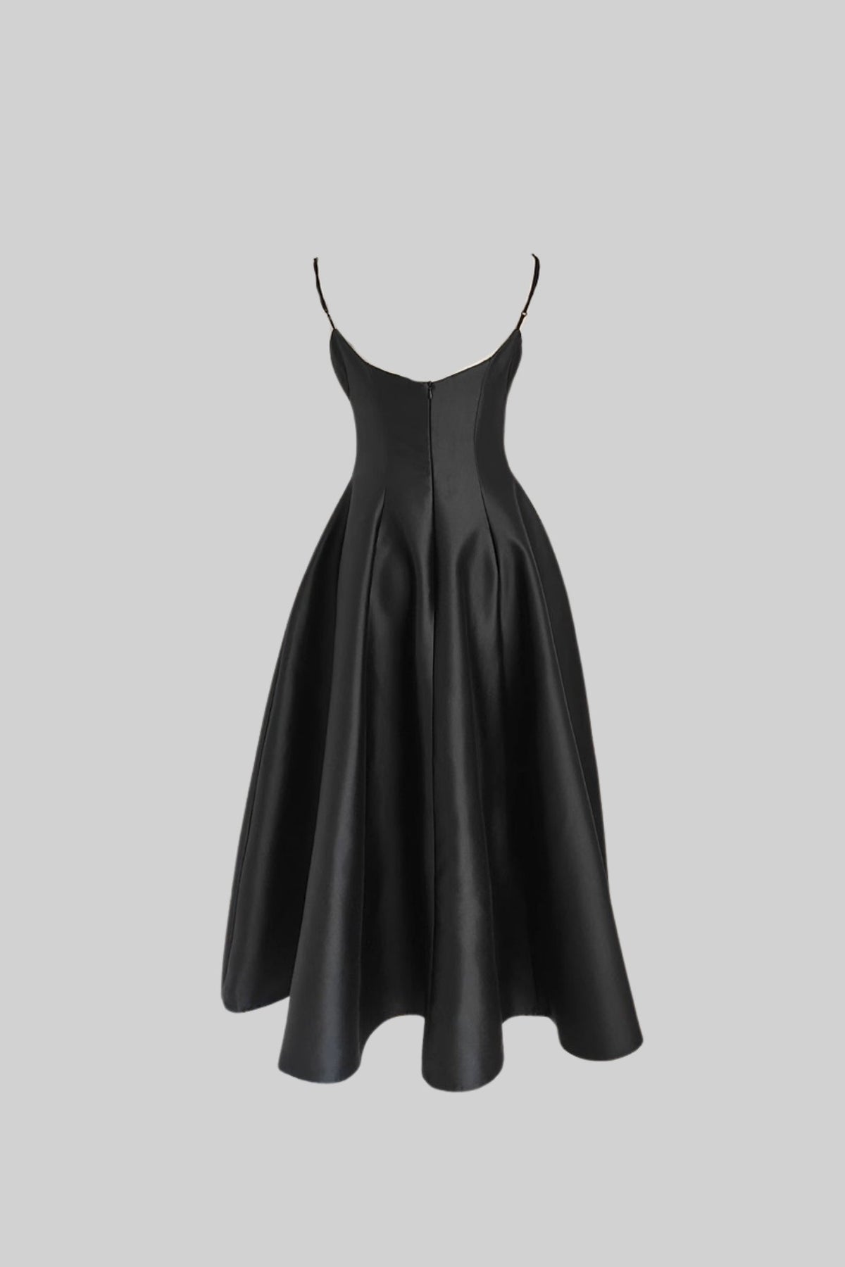 Sweetheart Spaghetti Strap Corset Bodice Pleated A-Line Midi Dress - View 2