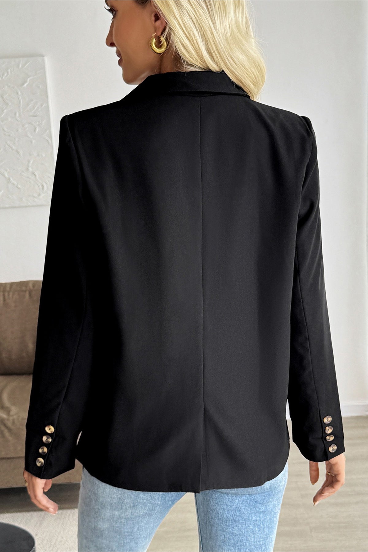 Notch Lapel Open Front Long Sleeve Blazer 5