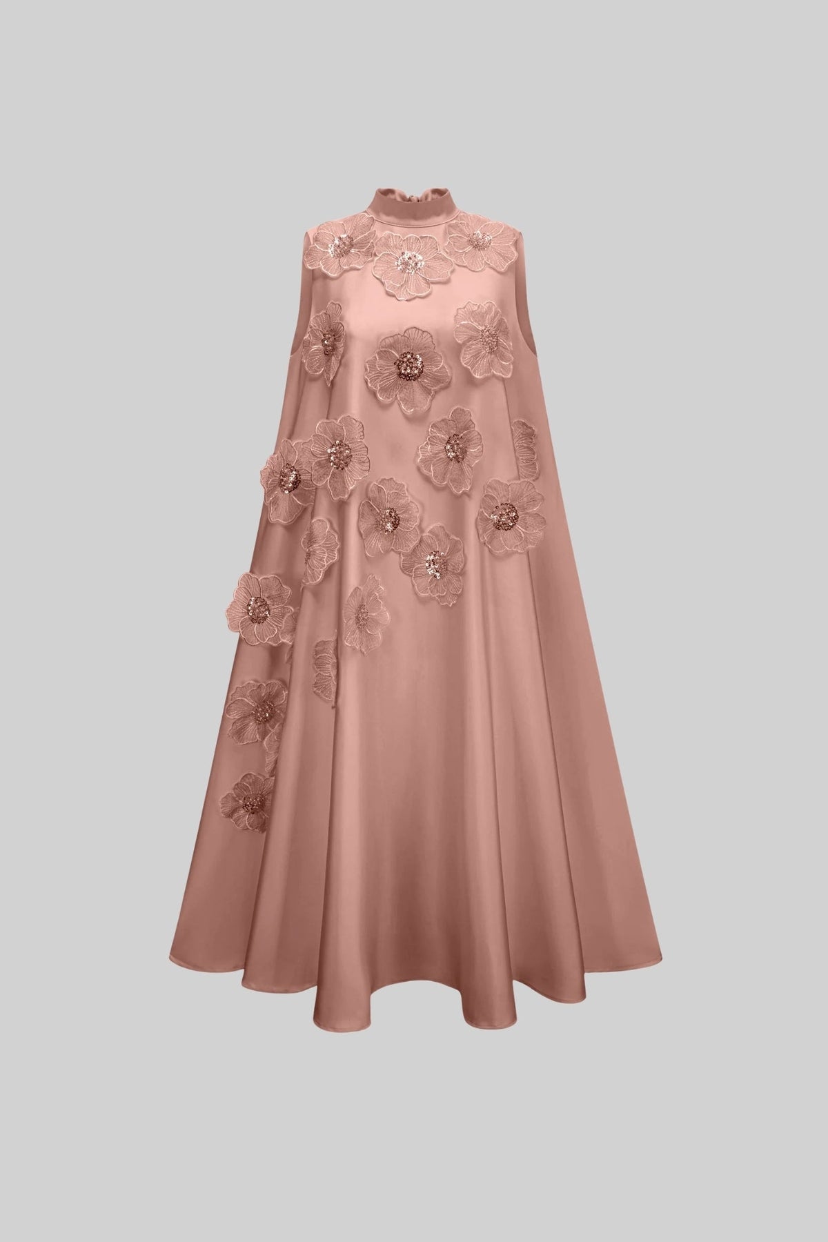 Sleeveless Floral A-Line Dress - Pink