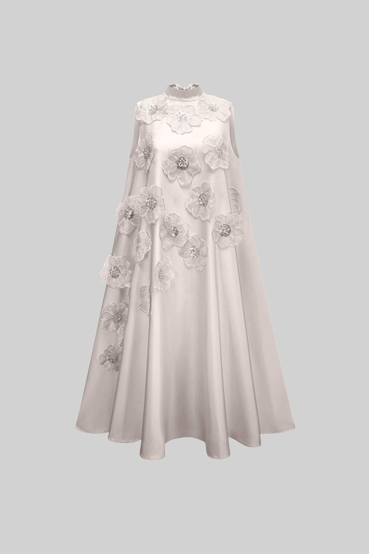 Sleeveless Floral A-Line Dress - White