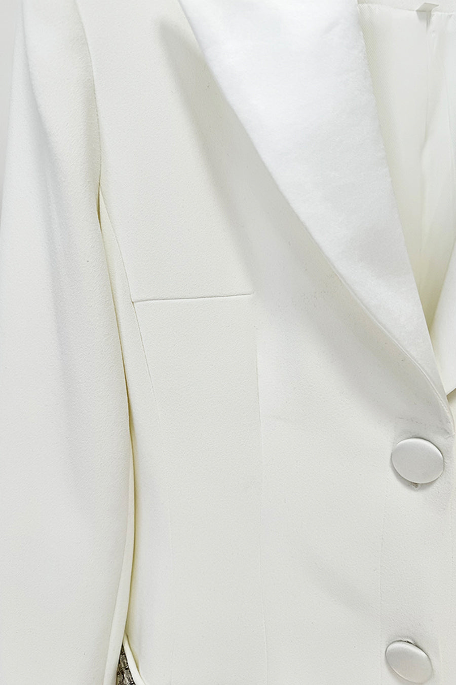 Long Sleeve Notched Lapel Crystal Pocket Cuff Button Front Maxi Gown - View 11