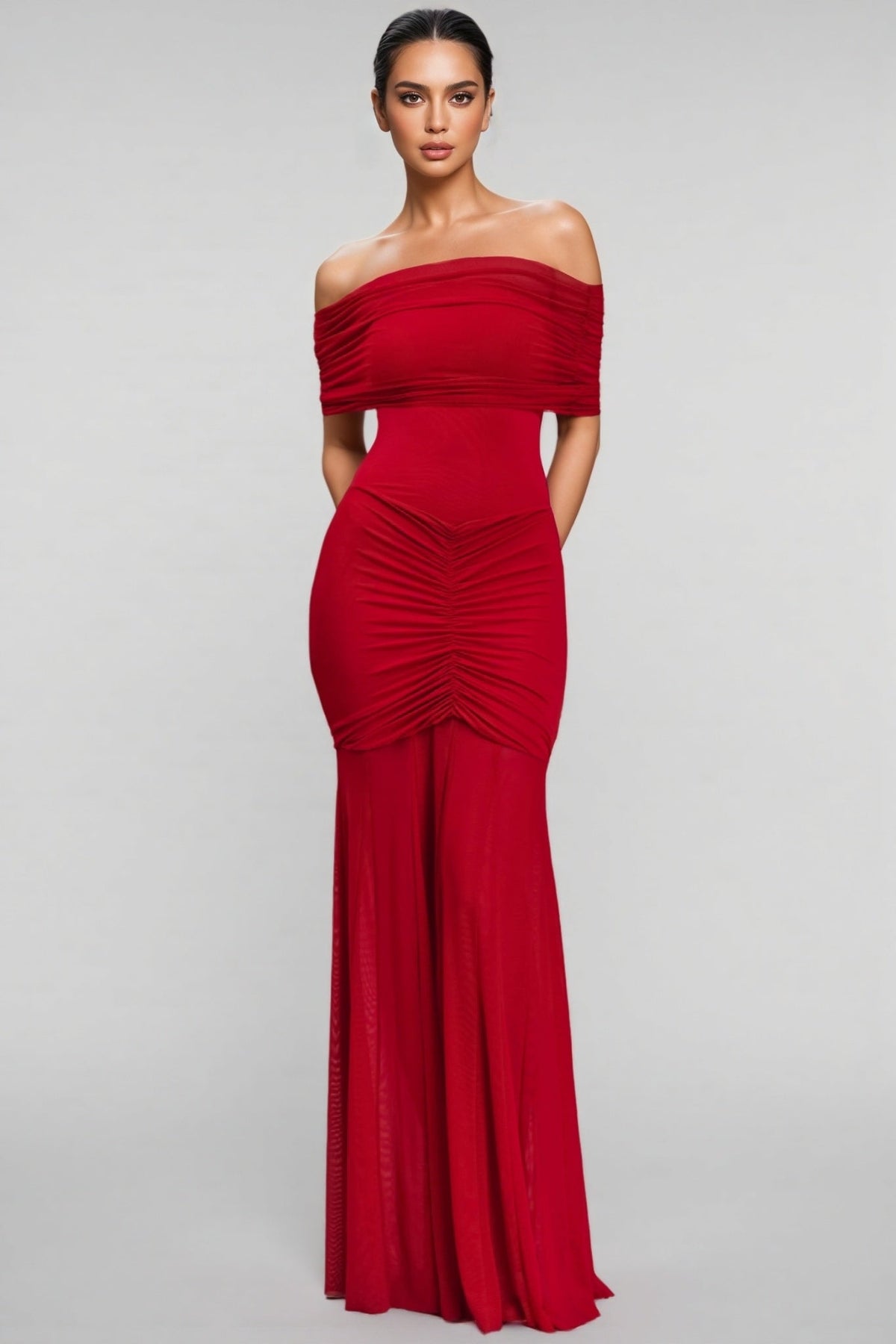 Silvia Strapless Mesh-Panelled Maxi Dress - View 2