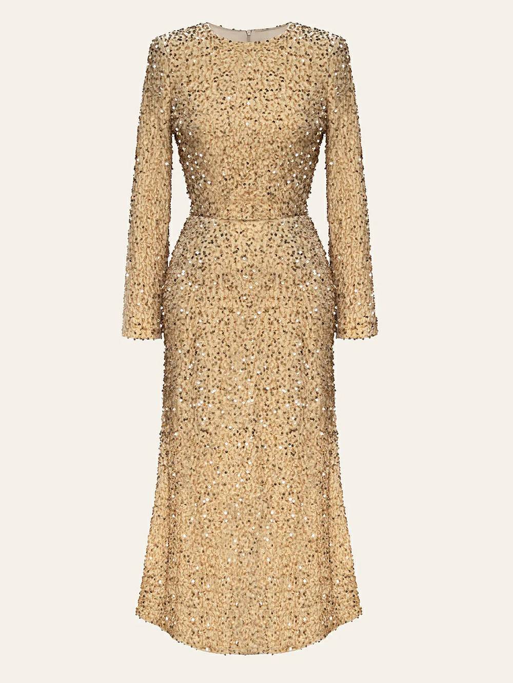 Sequin Long Sleeve Maxi Dress - View 6