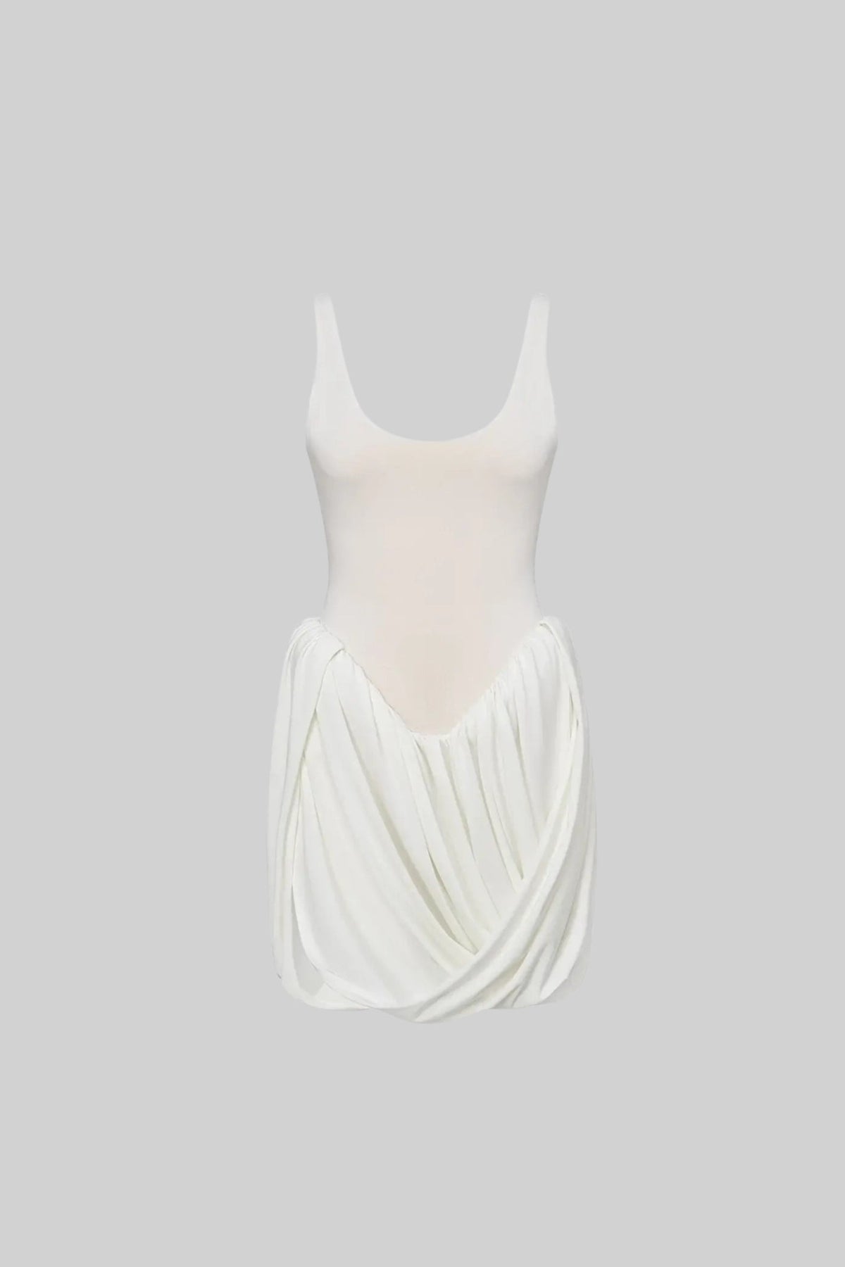Sleeveless Scoop Neck Drop Waist Ruched Tulip Hem Mini Dress - View 8