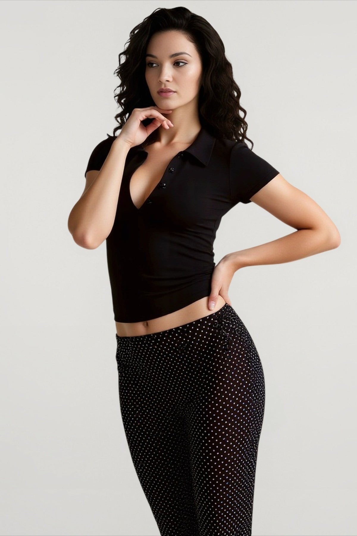 Polo Neck Fitted Top