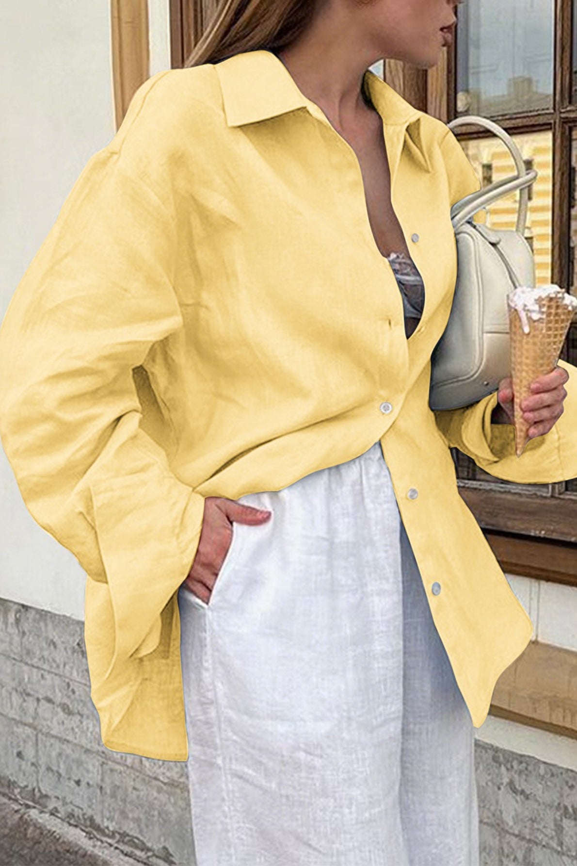 Button Down Long Sleeve Top