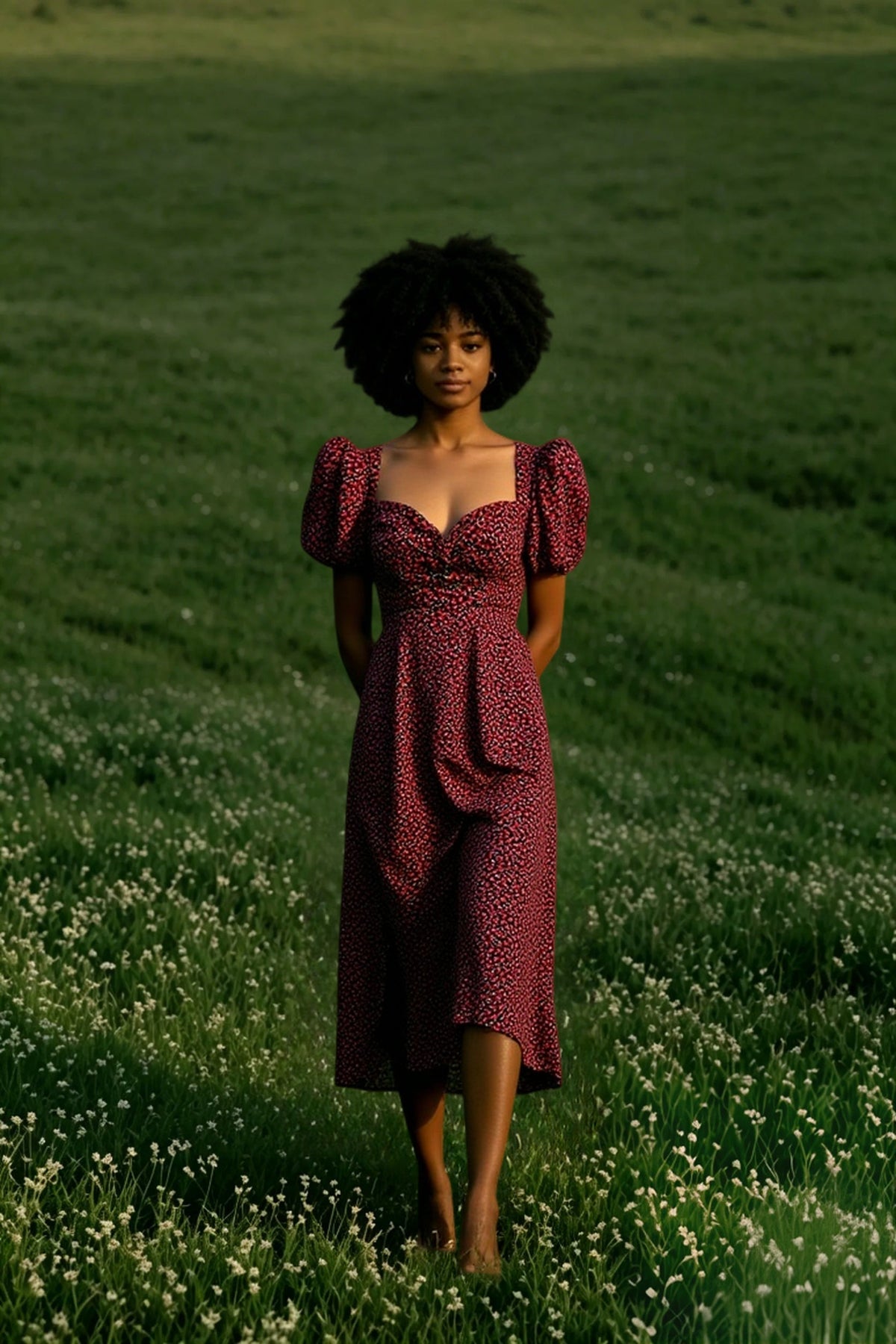 Vintage Washed Floral Midi Dress