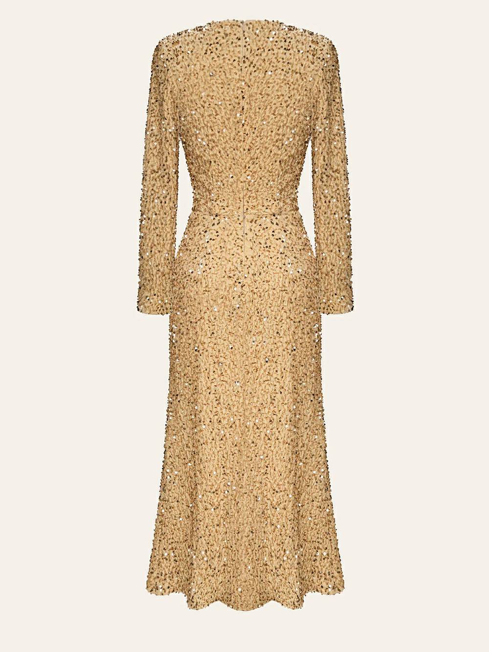 Sequin Long Sleeve Maxi Dress - View 7