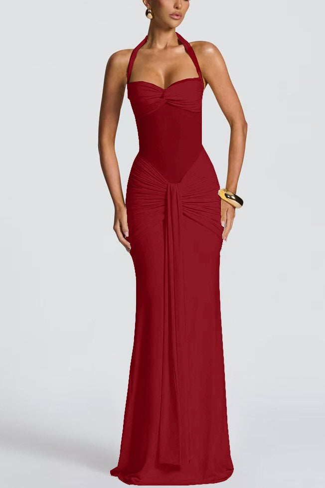 Mesh Panel Sash Maxi Dress - View 15