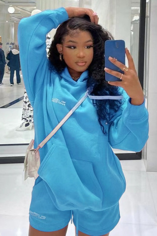 Pullover Hoodie Shorts Activewear Set
