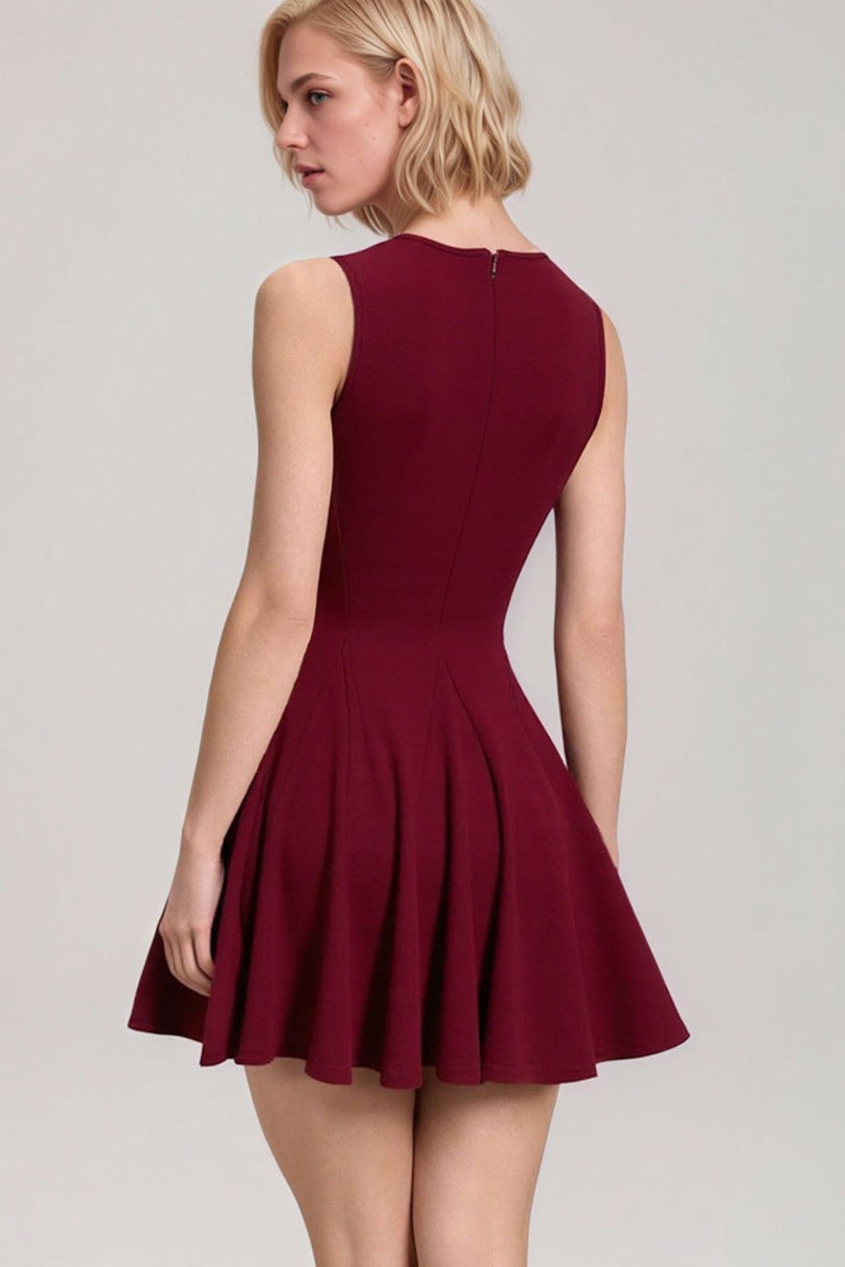 Ruched Mini Dress in Red - View 3