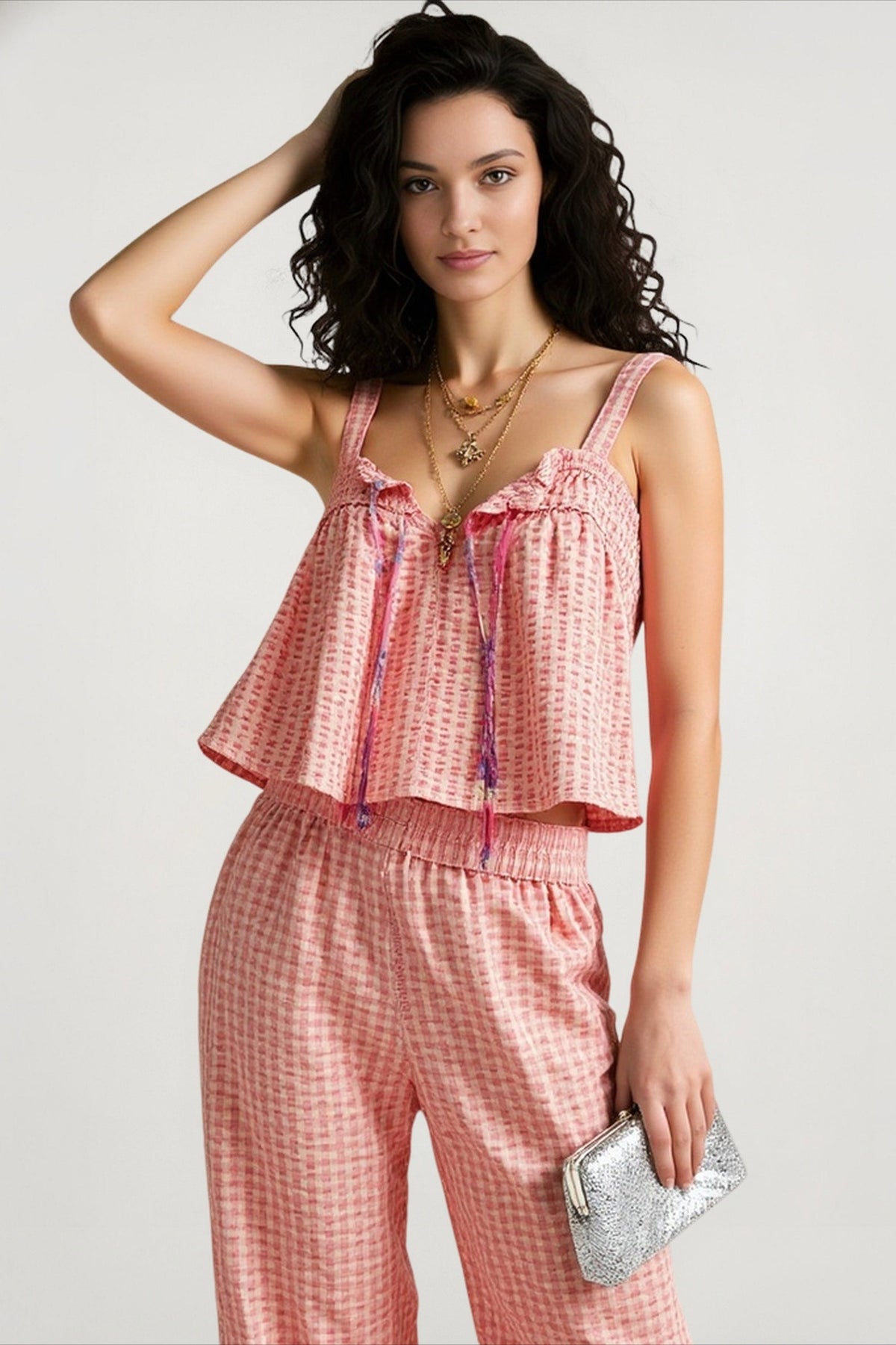 Plaid Panel Cami Top