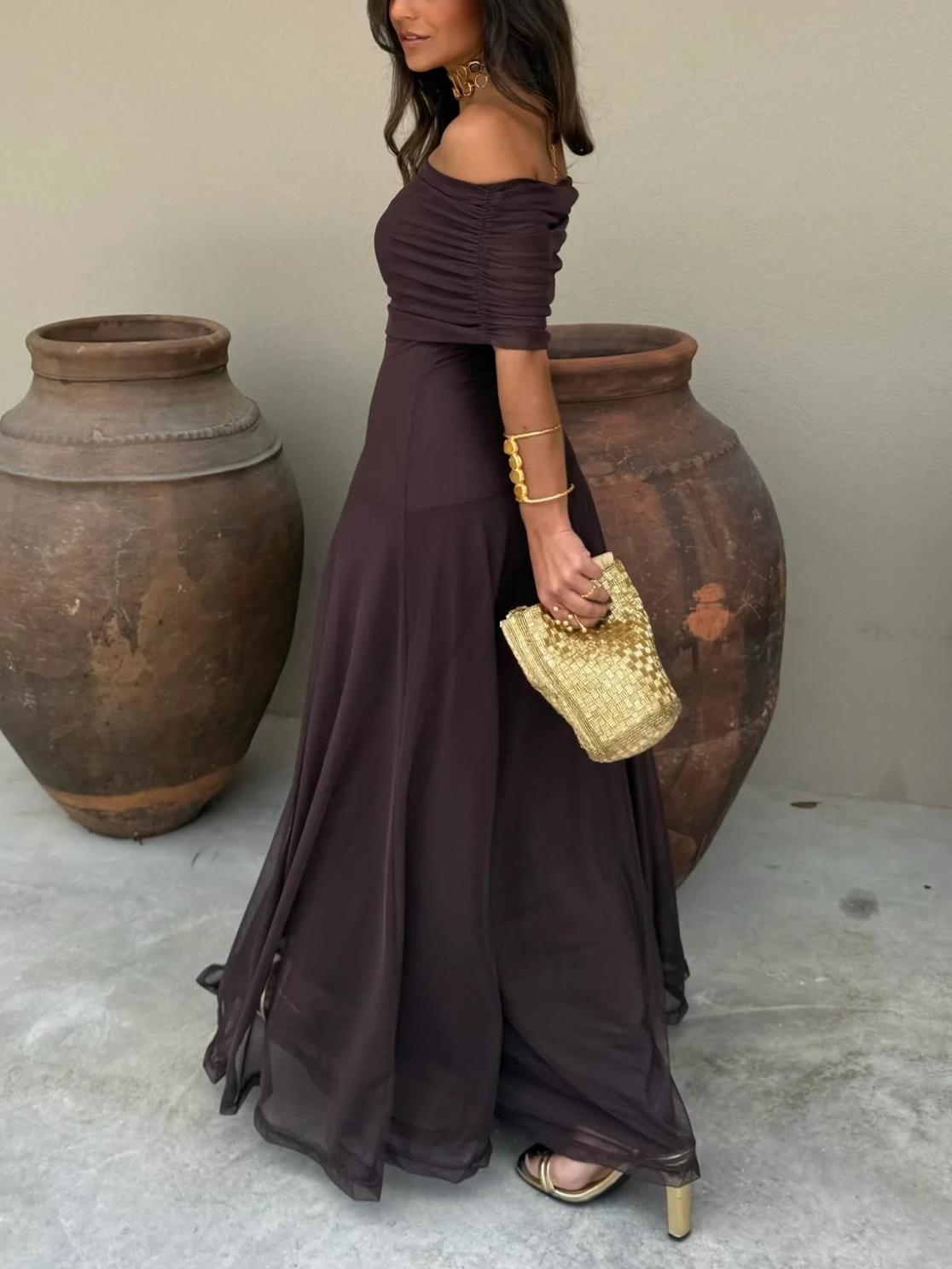 Toledo One Shoulder Mesh Maxi Dress - View 2