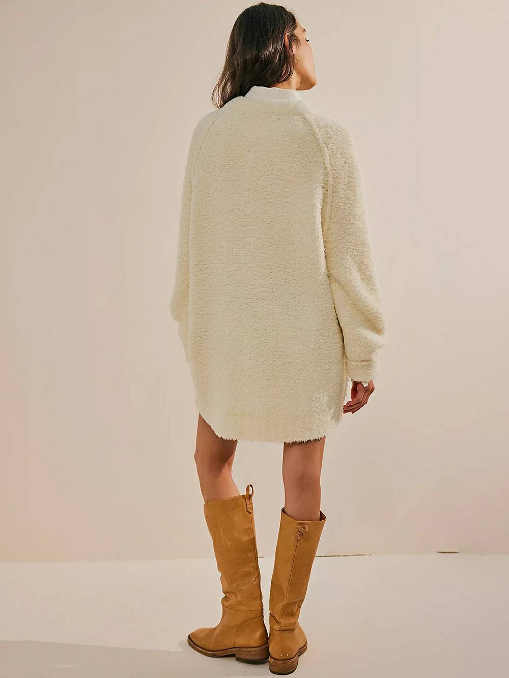 Lace Flowy Mini Dress & Teddy Sweater - View 15