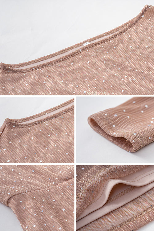 Glitter Off Shoulder Long Sleeve Bodycon Mini Party Dress - View 11