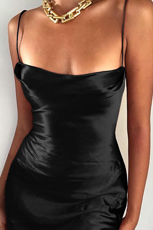 Satin Cami Bodycon Elegant Silk Dress - View 4