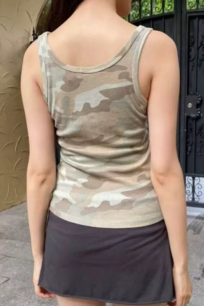 Camo Print Racerback Tank Top