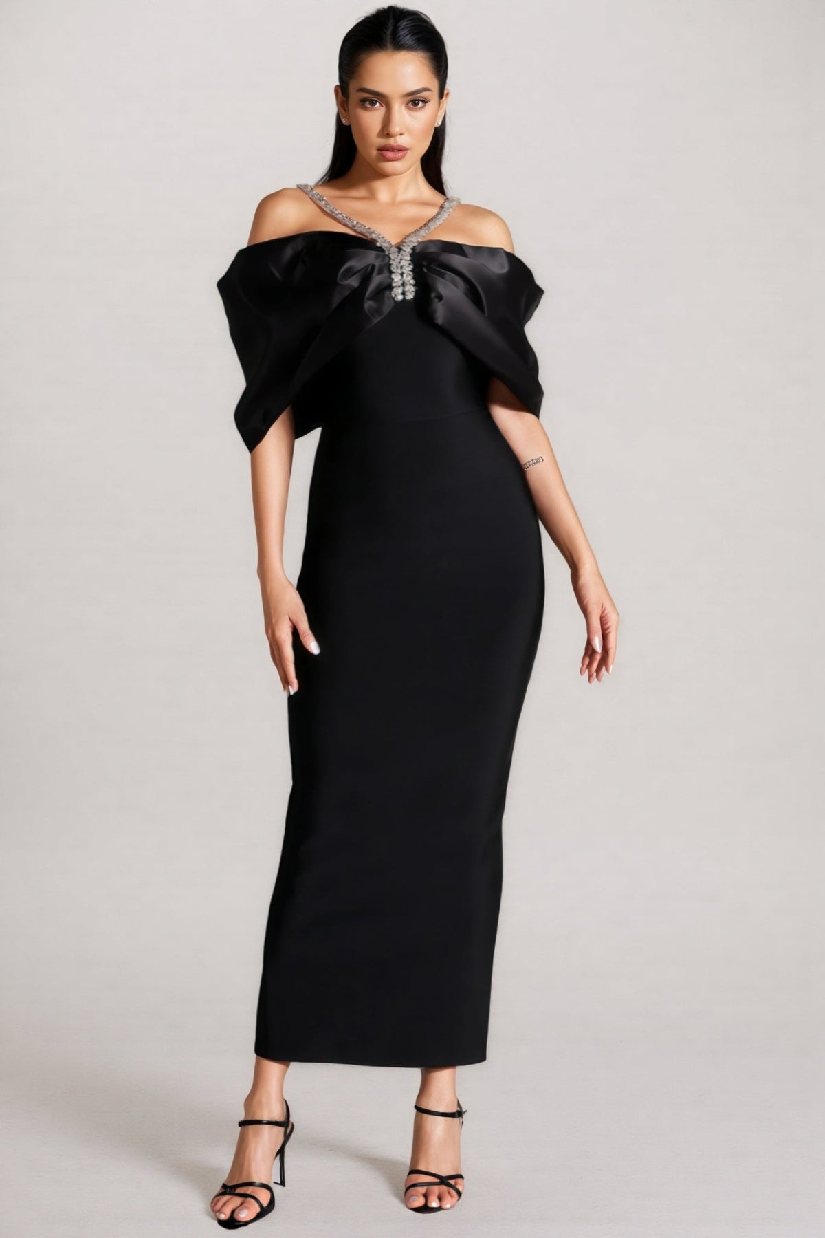 Satu One Shoulder Diamond Maxi Dress - View 3