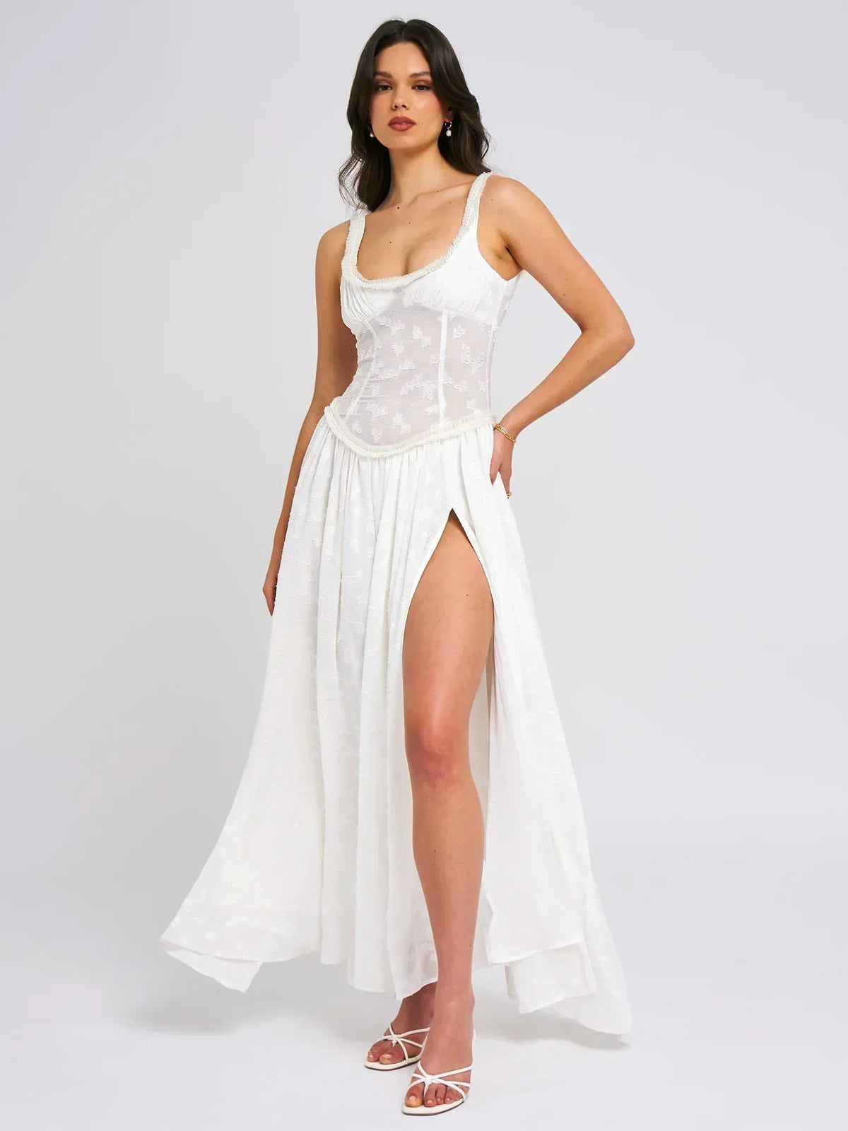 Savannah Meadows Lace Maxi Dress in Green - View 9