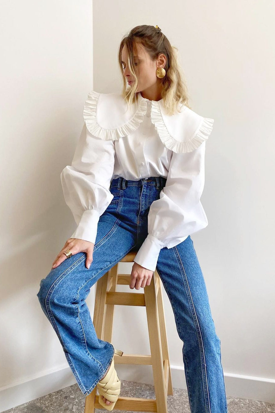 Ruffle Trim Peter Pan Blouse