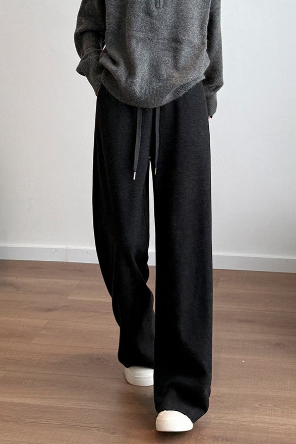 Fleece Lined Wool Blend Knit Pants