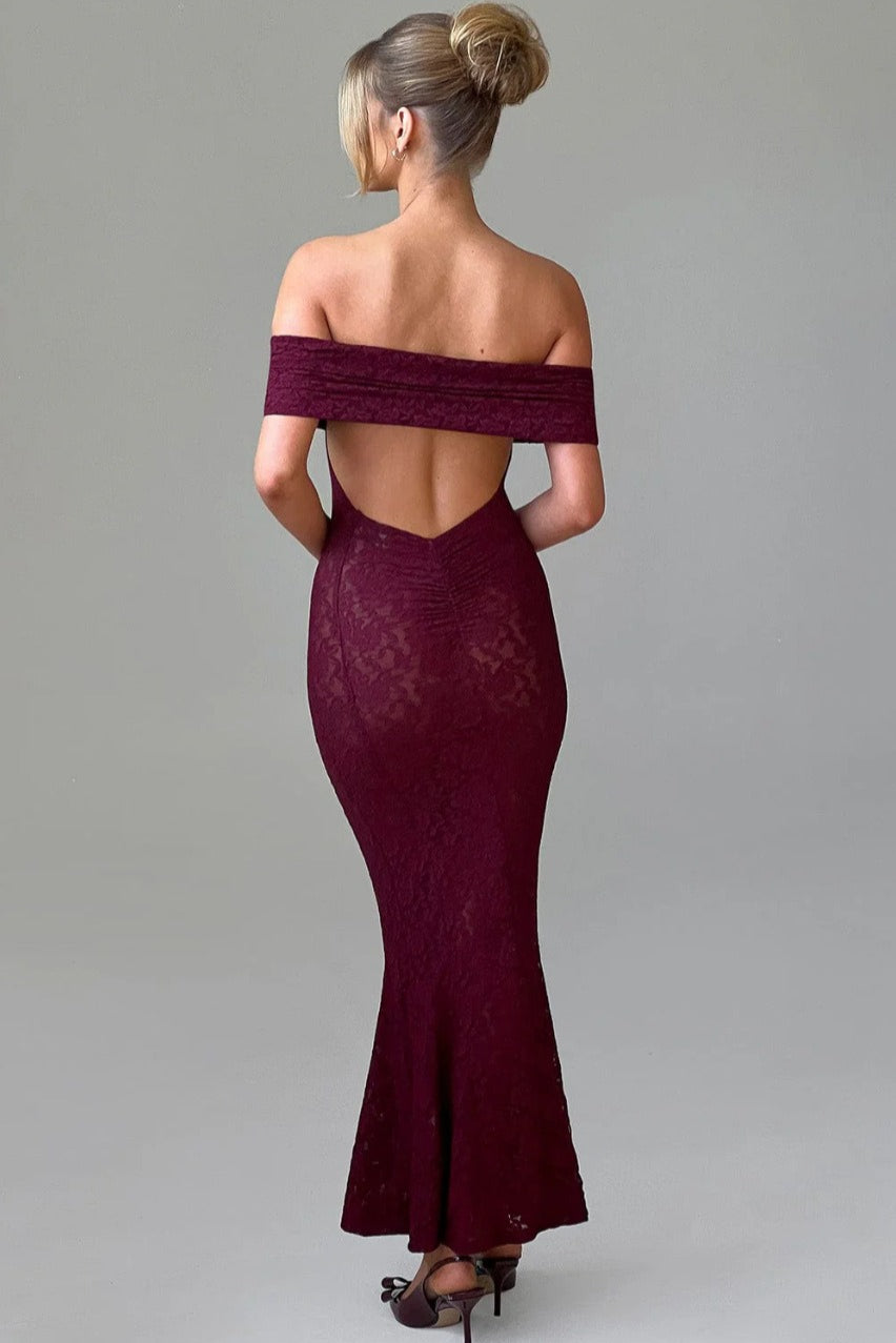 Floral Lace Backless Lace Dress - View 18