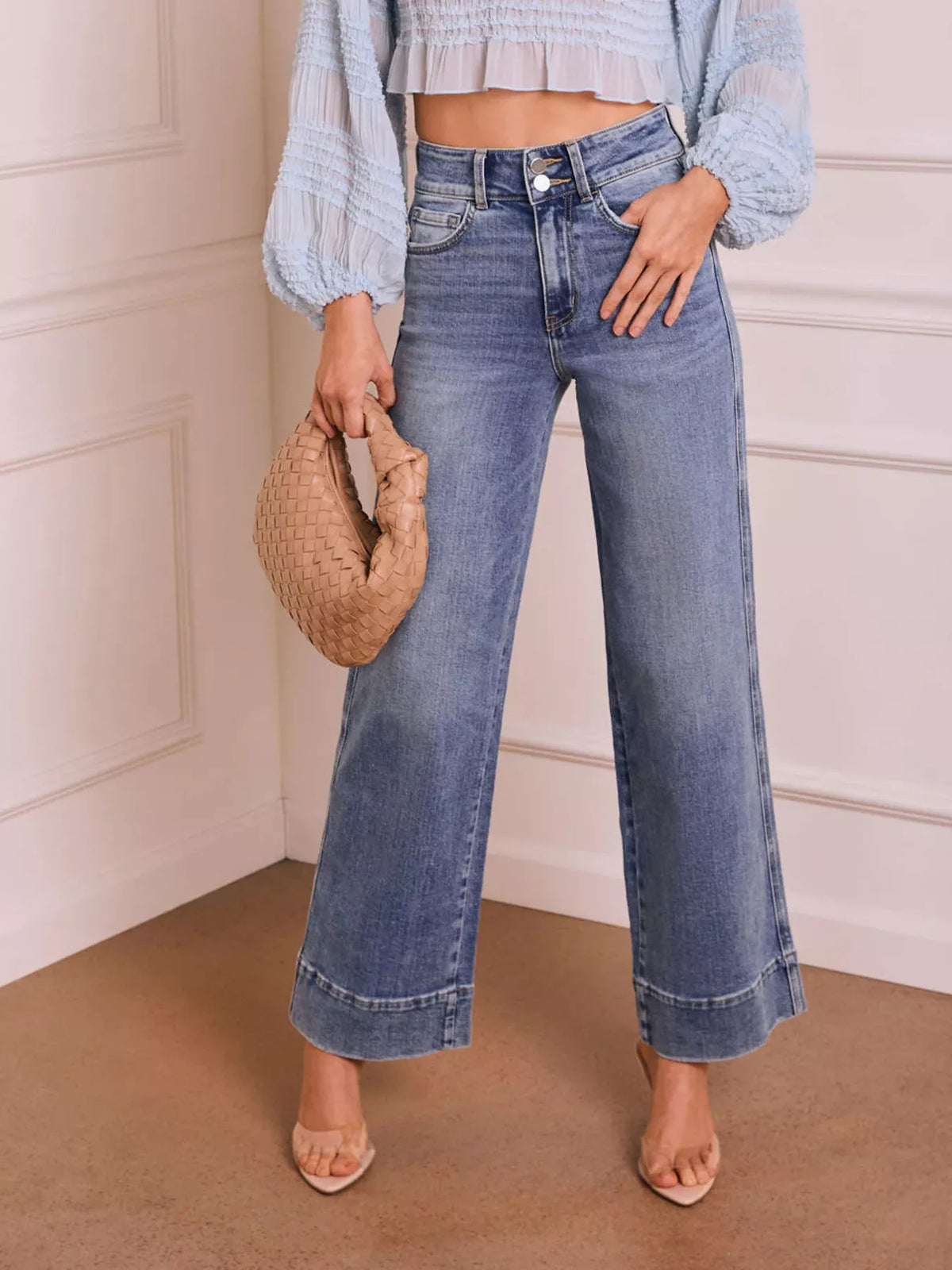 High Waist Wide Leg Denim Jeans 2