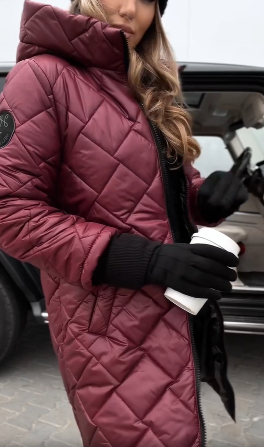 Quilted Hooded Zip Front Longline Puffer Coat 6