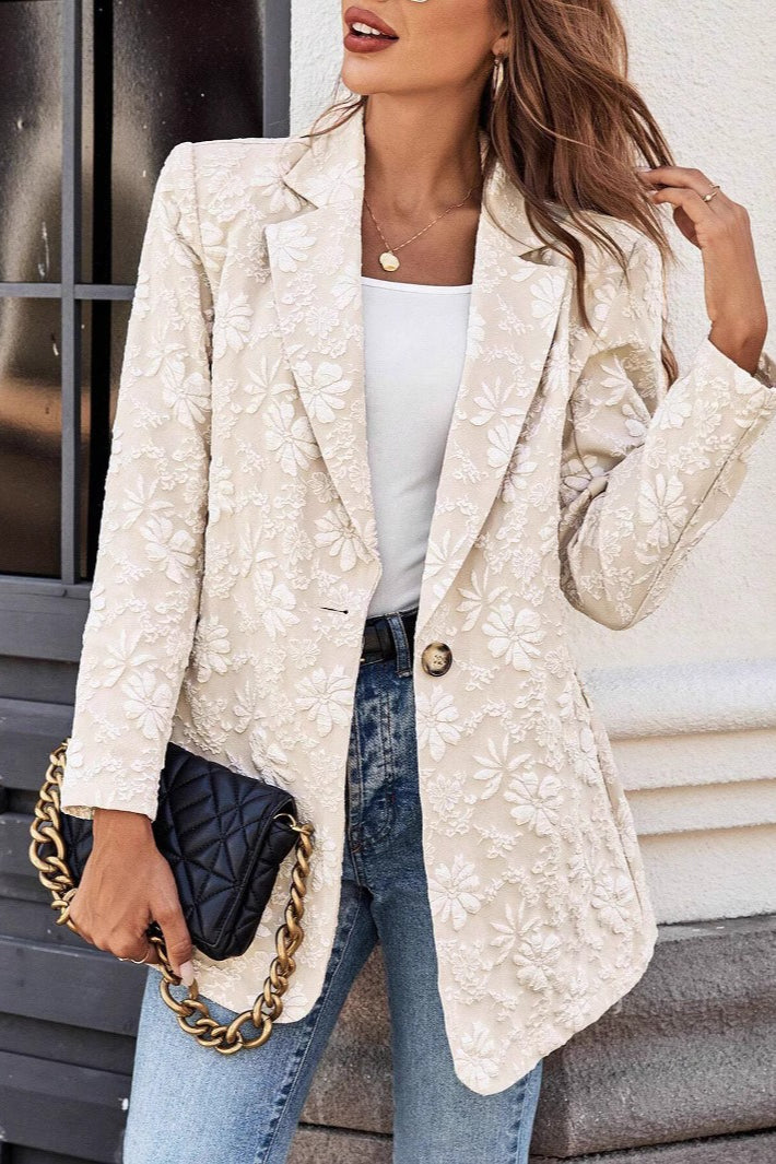 Jacquard Slim Fit Single-Button Blazer