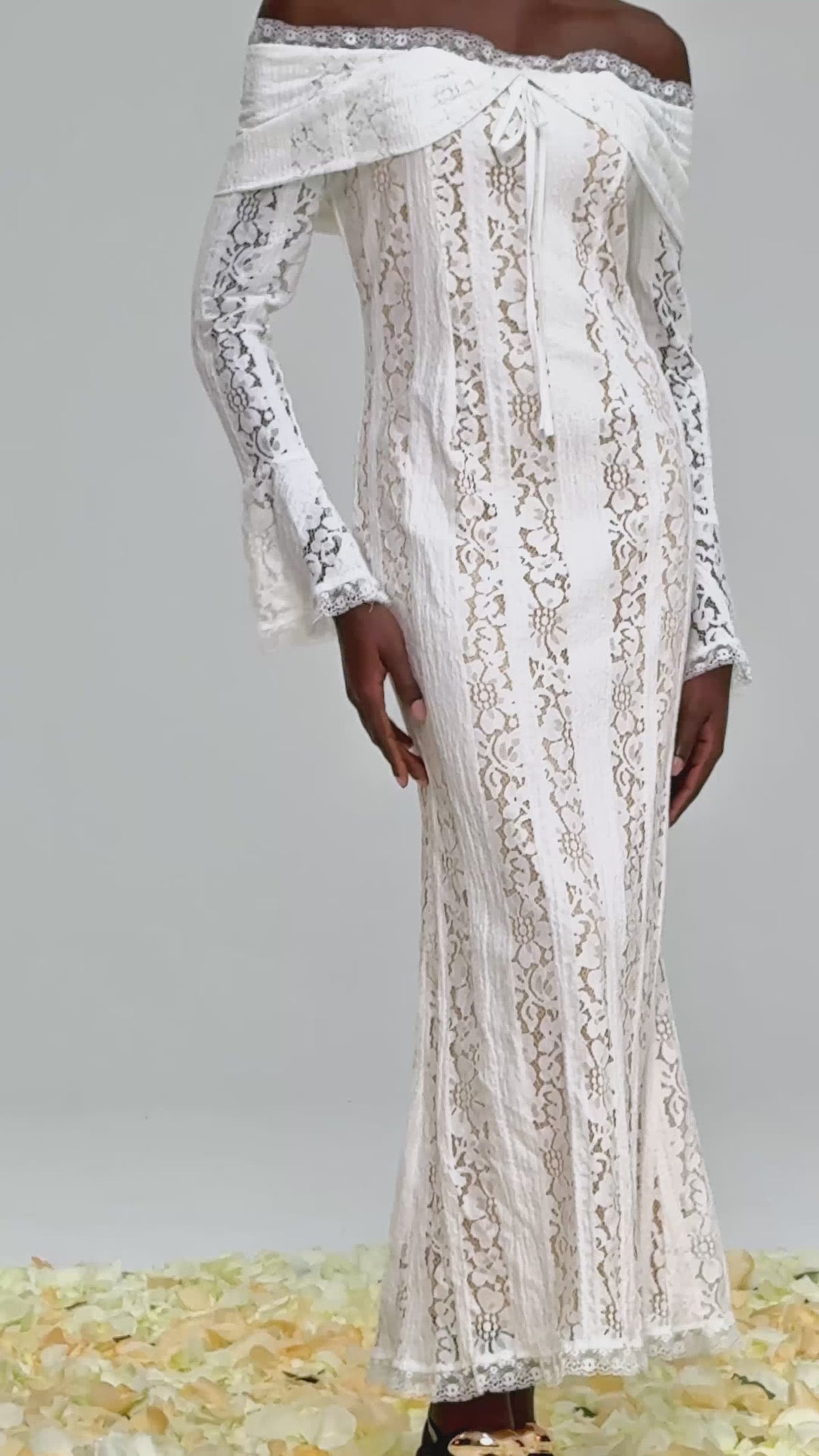 Alladitta Lace Off Shoulder Cutout Maxi Dress - View 7