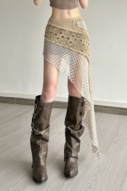 Asymmetric Bias Cut Bodycon Skirt